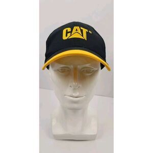 CAT Caterpillar Embroidered Strap-Back  Adjustable Black Cap Hat